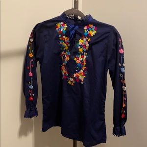 Vintage boho embroidered spring top